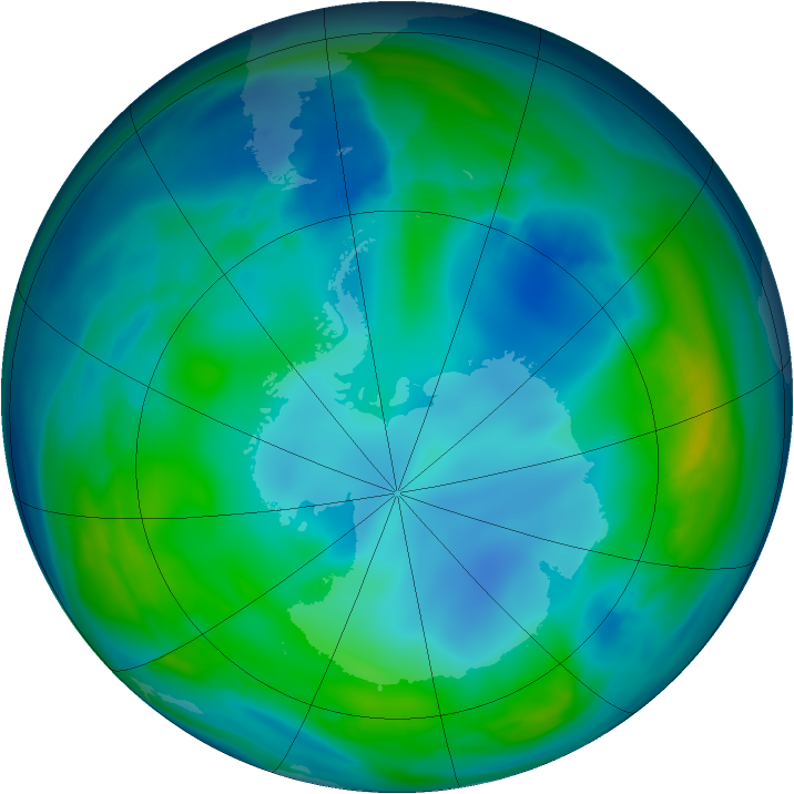 Antarctic ozone map for 18 May 2007